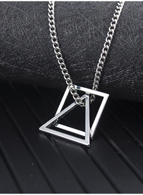 几何四方形街头风学生情侣吊坠