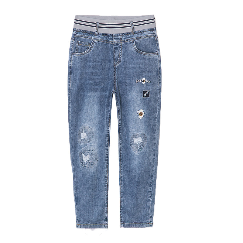 松紧腰2020新款夏季百搭直筒牛仔裤 苏麦牛仔裤