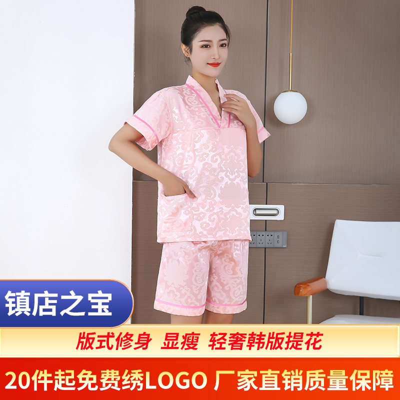 汗蒸服女2024新款纯棉网红洗浴温泉足疗大码按摩服桑拿服浴服套装-图0