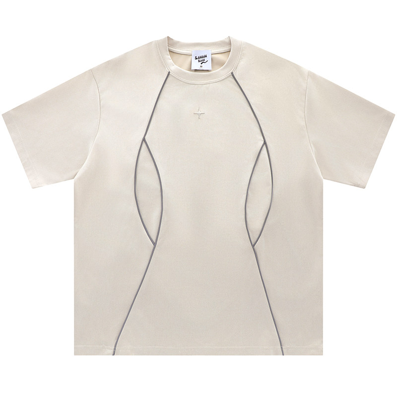 From Mars 黑夜里的光 潮牌反光条四芒星金属标短袖T恤宽松情侣款,淘宝优惠券,粉丝福利购,淘宝优惠卷