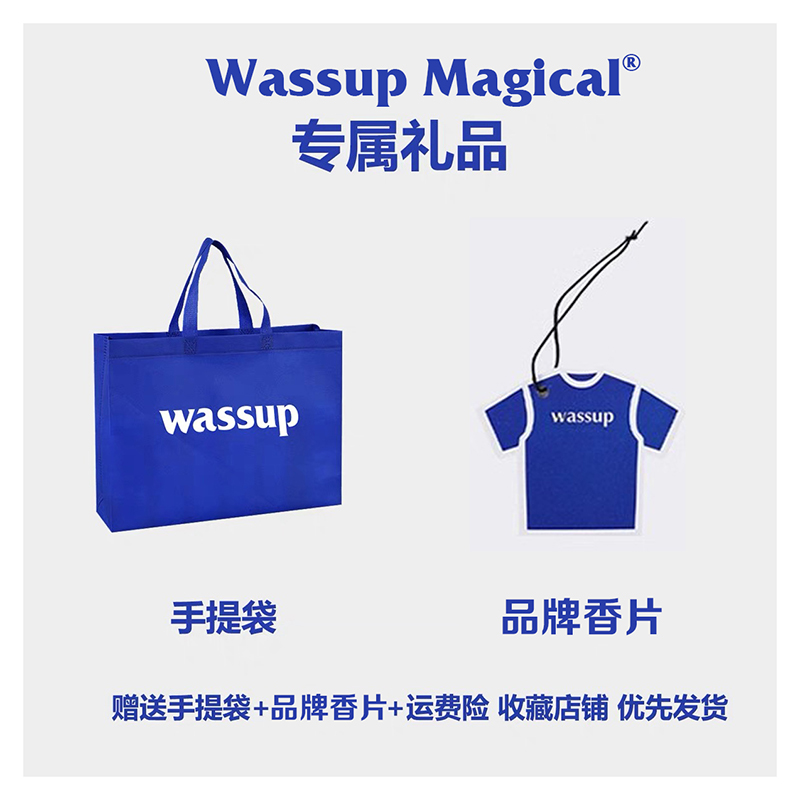 WassupMagical国潮高街设计感黑色短袖t恤男款纯棉夏季百搭上衣服