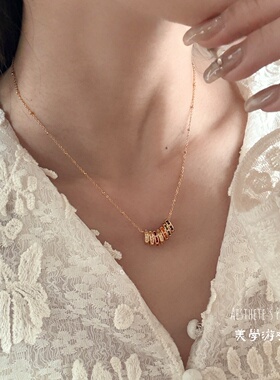 复古轻奢彩色锆石圈圈锁骨链