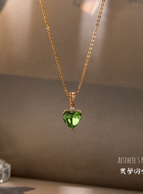 欧美ins绿色锆石锁骨链轻奢百搭