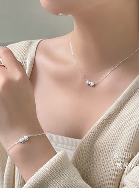 S999足银闪萌蝴蝶结项链