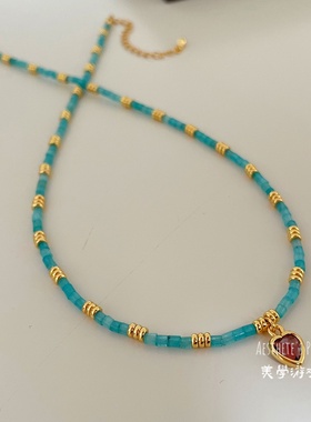 轻奢高级感天然石爱心吊坠锁骨链