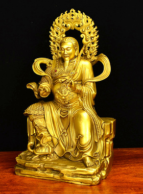 玄武祖师铜像黄铜真武大帝武当山祖师爷中式摆件模具铸造空心饰品