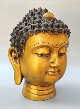 纯铜佛头释迦摩尼佛黄铜如来佛祖大号佛首风水工艺品摆件承接定制