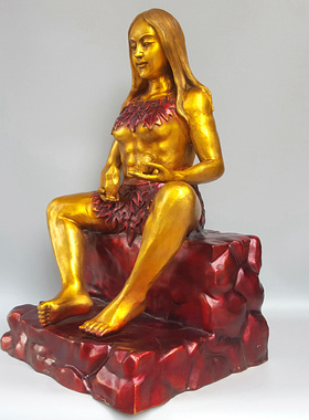 女娲寺庙铜像补天大地圣母中式