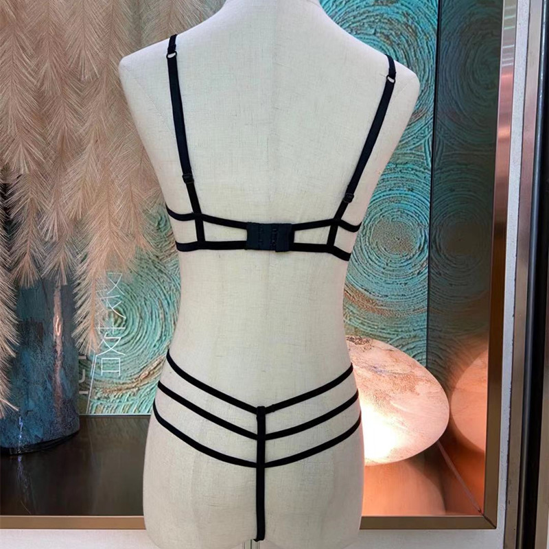 法式钢托胸罩聚拢透视女士内衣套装性感火辣野性可爱透明 - 图1