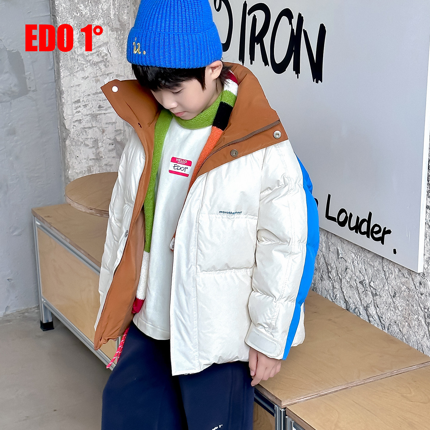 edo1一度童装25冬季新款男女童短款羽绒服拼色保暖连帽撞色外套,淘宝优惠券,粉丝福利购,淘宝优惠卷