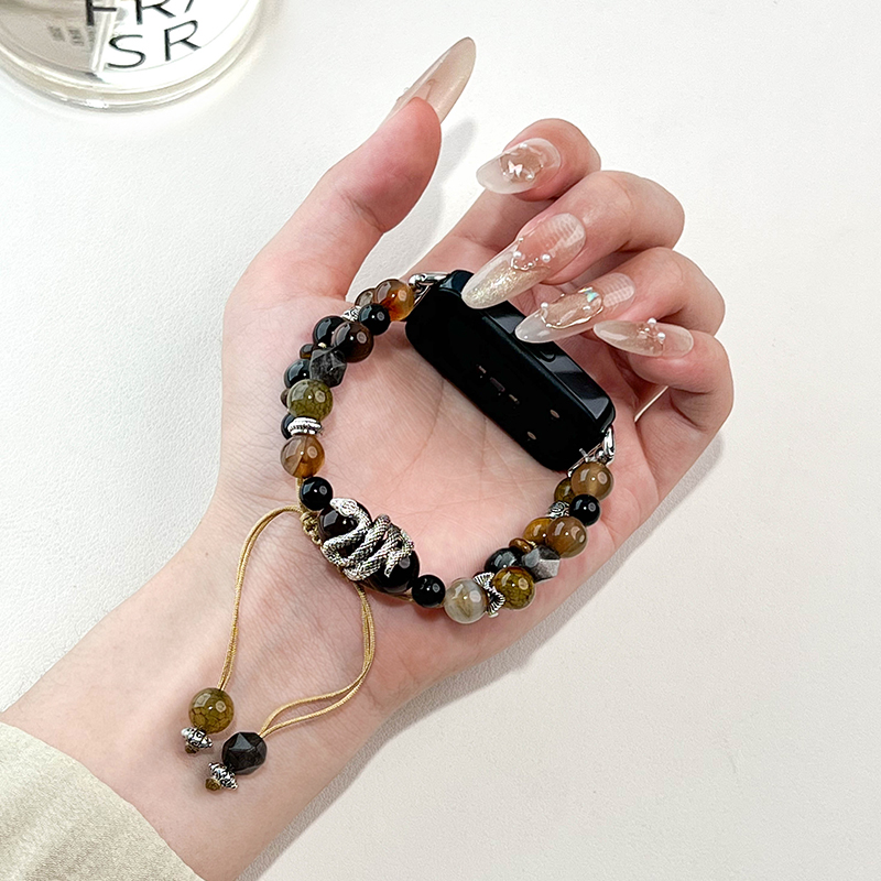 新品蛇转乾坤diy手链腕带适用华为手环9/8/7/10表带band8/7荣耀手环7情侣八七代fit3/fit2/fit1替换带高级感 - 图3