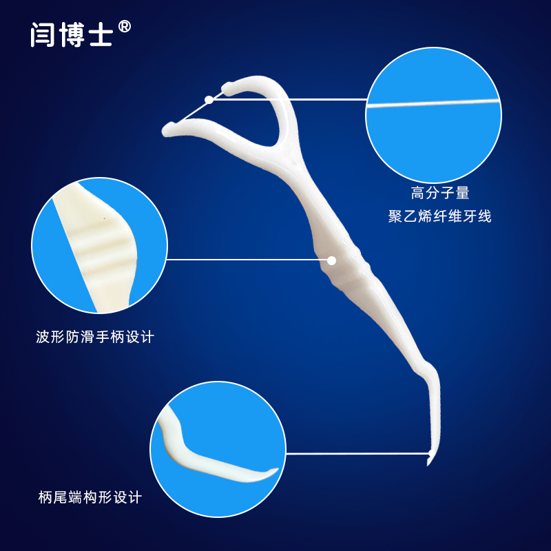 闫博士大牙线棒16支彩牙线签后槽牙齿减牙菌斑异味后牙缝刷剔牙签 - 图1