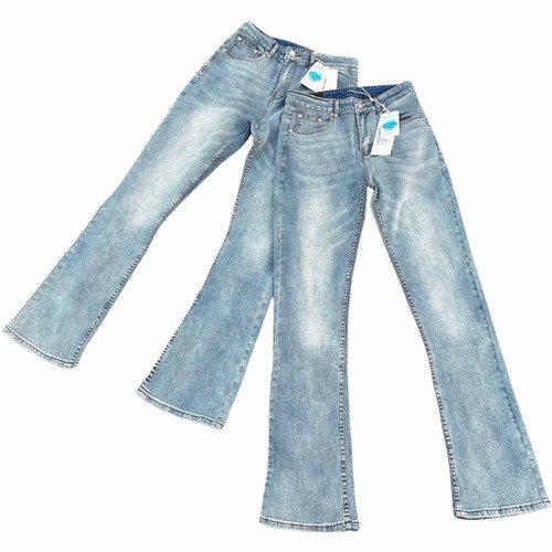 美式水洗浅蓝cleanfit牛仔裤微喇修身显瘦复古vintage517长裤子男 - 图3