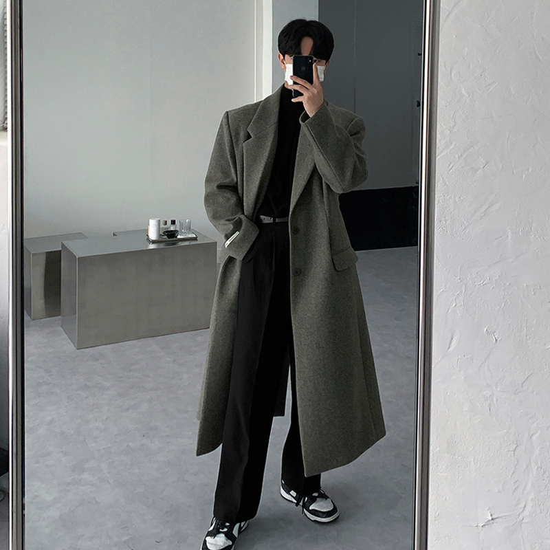 高级感谢尔比毛呢大衣男士秋冬季加厚休闲中长款德式呢子风衣外套 - 图0