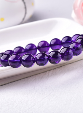 乌拉圭紫水晶手链单圈三圈情侣款