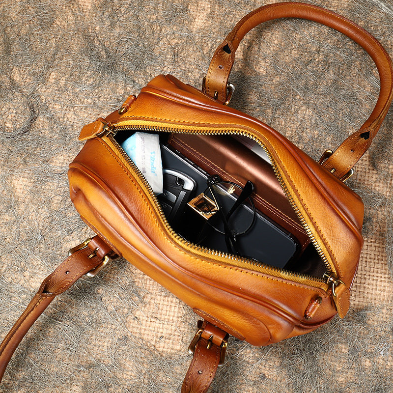 法缇斯复古文艺单肩头层牛皮 法缇斯女士包袋