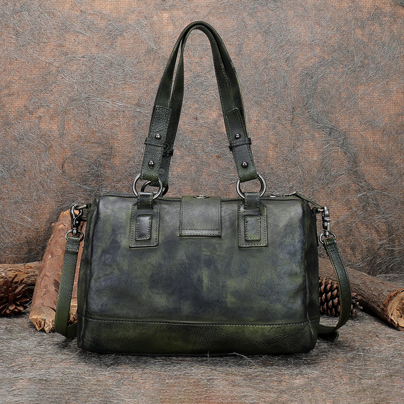 法缇斯个性机车复古风手工波士顿包 法缇斯女士包袋