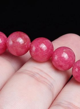 天然樱花雨蔷薇石手链女玉化蔷薇辉石圆珠手串玫瑰石粉色水晶