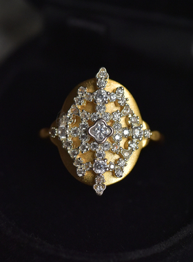 雕花宫廷S925复古法式蕾丝戒指女