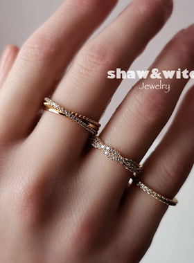 钻石超精致麻花叠戴戒指原创定制