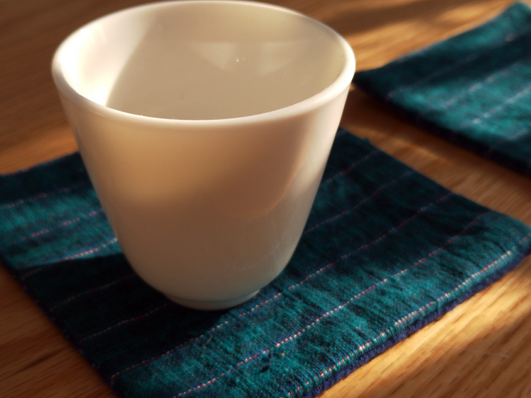 文手作  老手织布杯垫子隔热垫日式纯棉麻吸水茶具道配件手工双层 - 图3