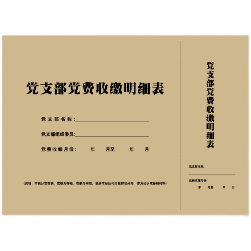 党支部党费收缴明细表记录本册缴费单党员会费收支存收据台账留存 - 图2