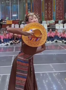 原创藏族舞蹈次仁拉索拉岗踏歌舞蹈专用帽子演出道具藏式帽儿童帽