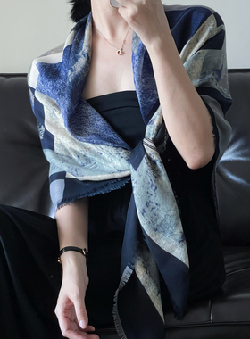 春夏新款拼色扎染户外时尚围巾女