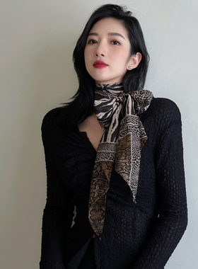 雪林鹿美式辣妹豹纹丝巾高级感