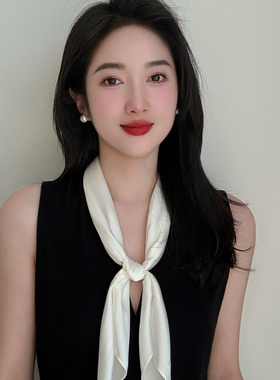 白色珍珠磁吸扣项链小丝巾女春夏