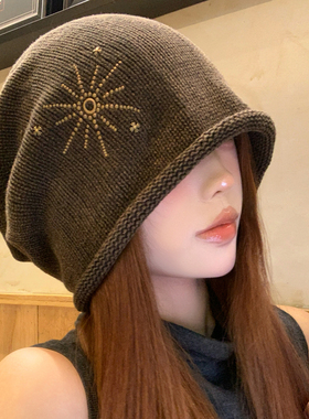 水洗做旧甜酷风堆堆帽女松弛感