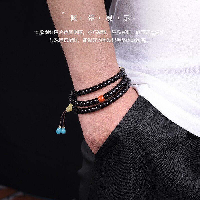 满肉南红玛瑙老形桶珠隔珠散珠顶珠星月金刚菩提配饰搭配 - 图3