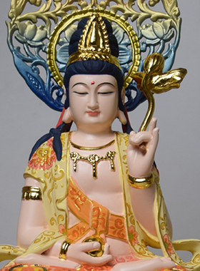 仿古佛像文殊普贤菩萨木雕彩绘