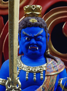 日本不动明王木雕彩绘造像定制