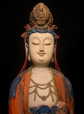 矿物质仿古木雕观音佛像实木雕刻