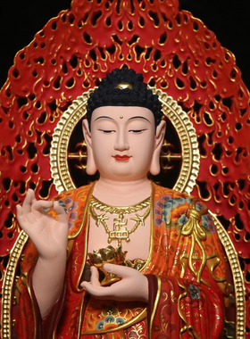 木雕纯手工西方三圣佛像香樟木