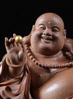 印度老山檀香清刀雕刻弥勒佛