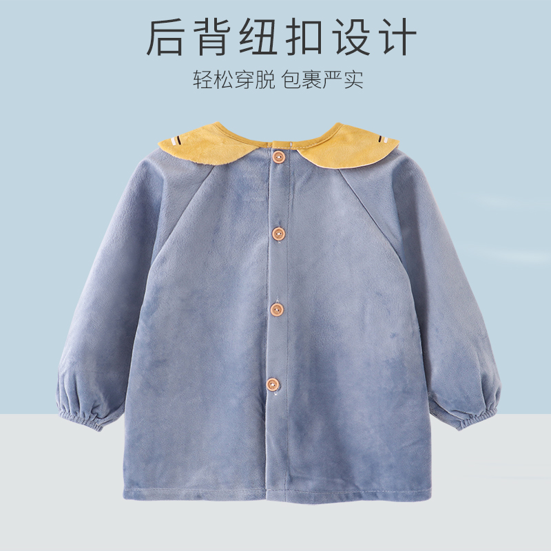 Autumn and winter crystal velvet lucky cat baby coveralls children's eating clothes baby aprons waterproof and anti-dirty men's and women's bibs