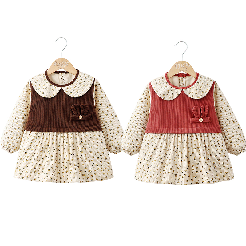 Autumn and winter corduroy children's outer coveralls for baby girls