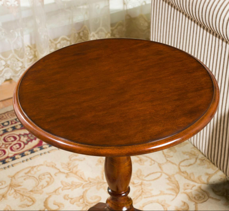 实木小圆桌美式沙发边桌欧式简约圆茶几小茶几边几角几咖啡电话桌 - 图3