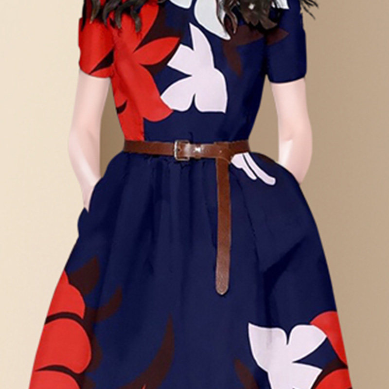 欧美气质减龄印花女2020新款连衣裙 迪菲丽格连衣裙