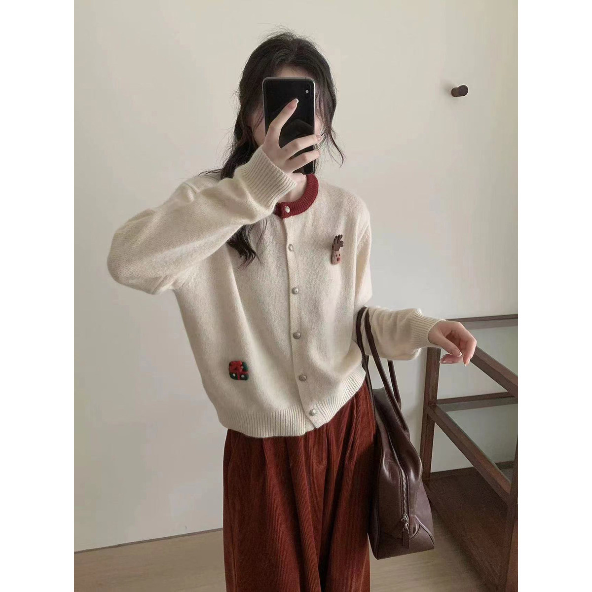 甜美可爱气质超好看圣诞红色毛衣女开衫秋冬季新款针织衫外套上衣,淘宝优惠券,粉丝福利购,淘宝优惠卷