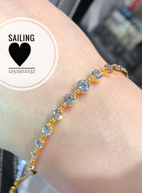 香港镀黄金可调节钻石手链