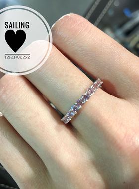 现货香港英国粉钻白金戒指