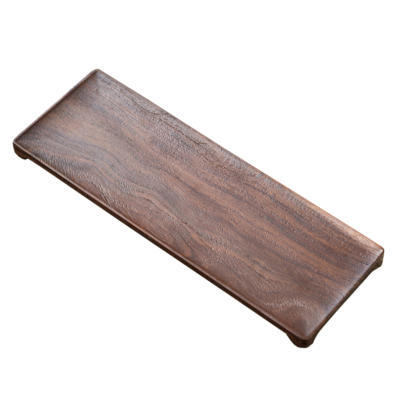 茶盘整块实木干泡台黑檀木喷沙新中式复古家用客厅功夫茶道茶托盘 - 图3