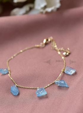 天然海蓝宝原石手工编织