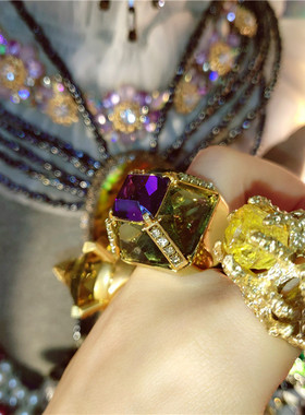欧美风小众复古宝石戒指