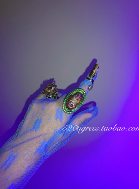 古董双层幻彩琉璃戒指孤品