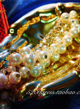 复古重工珍珠水钻手链