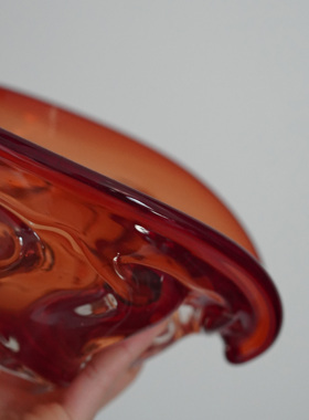 一枚橙 「孤品」样板间售楼部摆件床头柜茶几压书玻璃手工饰品